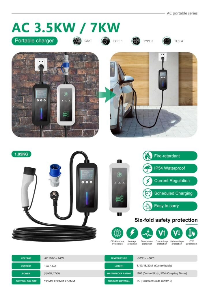 Portable AC 3.5 / 7 kW EV Charger